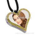 silver heart charm rhinestone heart shap photo frame pendant